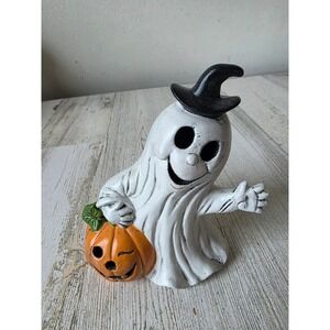 Vintage‎ ceramic ghost Jack O'Lantern pumpkin Halloween decor figurine statue